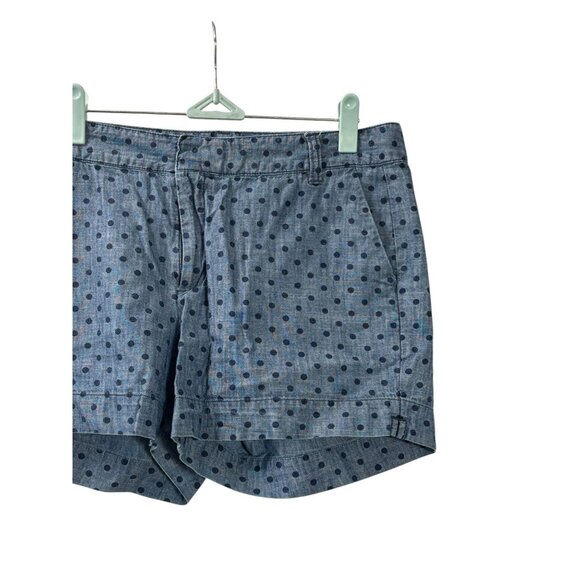 Old Navy Womens Blue Chambray Shorts Cotton Navy Polka Dots Pockets Size 10 - Picture 3 of 8